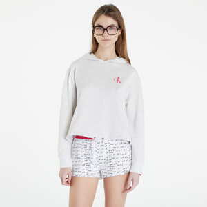 Dámské pyžamo Calvin Klein Ck1 Lounge Ft L/S Hoodie Snow Heather/ Pink Splendor Wsb