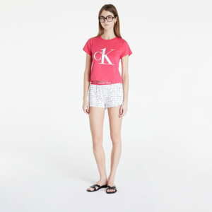 Dámské pyžamo Calvin Klein Ck1 Sleep Short Set Pink Spdr Top/ Bag Marker Logo/ White