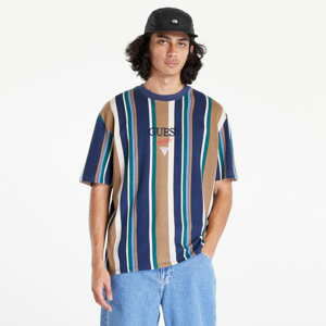 Tričko s krátkým rukávem GUESS Bryson Vertical Stripe Tee Modré/ Hnědé/ Zelené