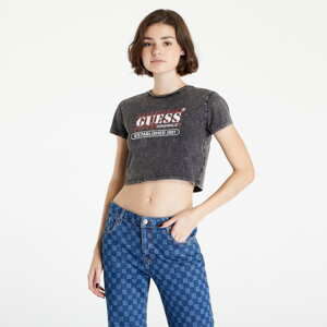 Dámské tričko GUESS Raelyn Grid Crop Baby Tee Grey