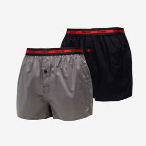 Hugo Boss Woven Boxer Twinpack Černé/ Šedivé