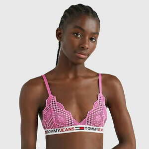 Podprsenka TOMMY JEANS Unlined Lace Triangle Bra Pink Armour