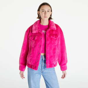 Podzimní bunda GUESS Go Kelly Oversized Fur Jacket Berry Tango