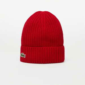 Kulich LACOSTE Ribbed Wool Beanie Red