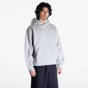 Nike Solo Swoosh Fleece Thermal Pullover Hoodie Dk Grey Heather/ White