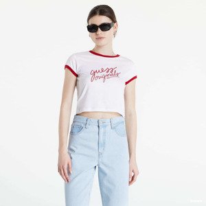 GUESS Front Logo Crop T-Shirt White