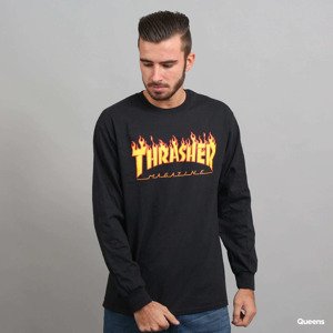 Tričko Thrasher Flame Logo LS Tee Black M