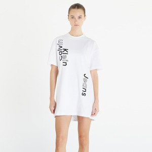 Calvin Klein Jeans Multi Placement Logo Tee Dress Bright White