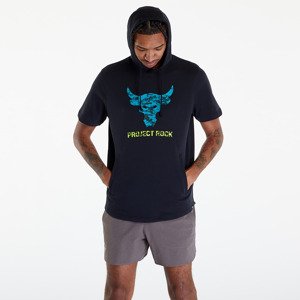 Mikina Under Armour Project Rock Payoff Short Sleeve Terry Hoodie Black/ Coastal Teal S