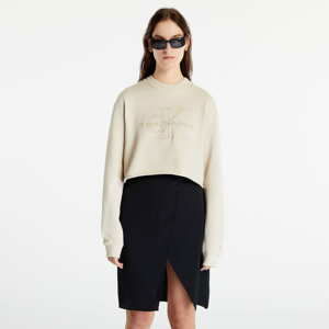 Dámská mikina CALVIN KLEIN JEANS Cropped Embroidered Sweatshirt Classic Beige