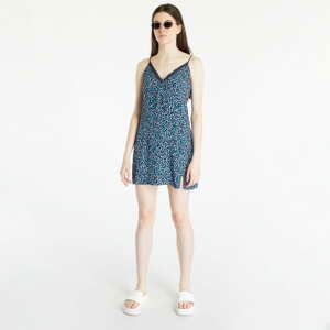 Šaty TOMMY JEANS Ditsy Floral Print Lace Trim Dress Blue