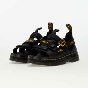 Dr. Martens Pearson II Multi Strap Sandal Black Lustre Coated Leather & Black/Dms Yellow Airwair Webbing