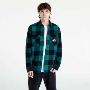 TOMMY JEANS Tjm Sherpa Flannel Overshirt Dark Turf Green/ Checkboard