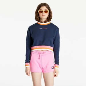 TOMMY JEANS Regular Crop Tipping Crew Twilight Navy
