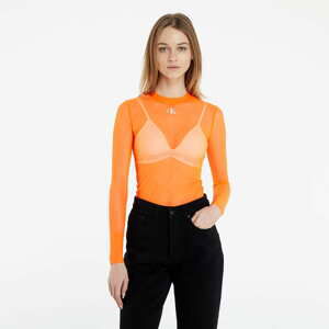 Dámský top CALVIN KLEIN JEANS Calvin Klein Jeans Mesh High Neck Long-Sleeved Top Shocking Orange