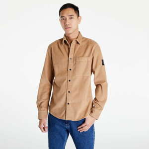 Pánská košile CALVIN KLEIN JEANS Monologo Badge Cordu Timeless Camel