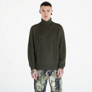 Nike Life Men's Cable Knit Turtleneck Sweater Cargo Khaki