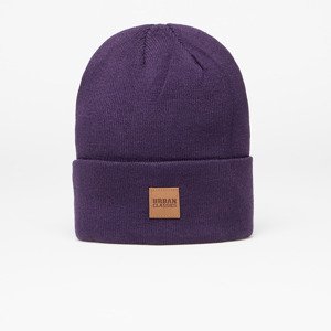 Urban Classics Synthetic Leatherpatch Long Beanie Dark Purple