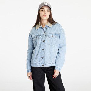 Urban Classics Ladies Oversized Sherpa Denim Jacket Clearblue Bleached