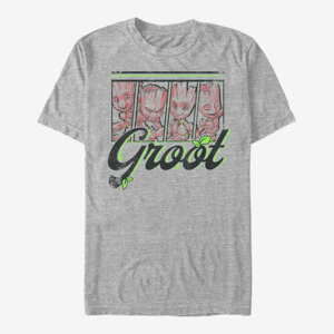 Queens Marvel Guardians Of The Galaxy Classic - FOUR PANEL GROOT Men's T-Shirt Heather Grey