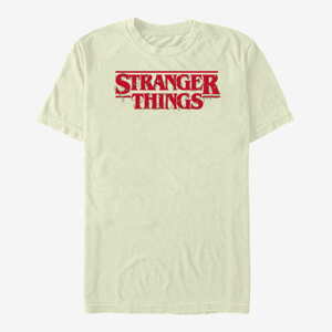 Queens Netflix Stranger Things - Christmas Lights Logo Men's T-Shirt Natural