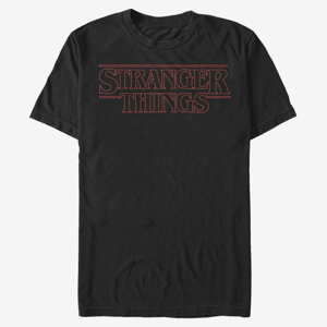 Queens Netflix Stranger Things - Stranger Red Outline Logo Men's T-Shirt Black