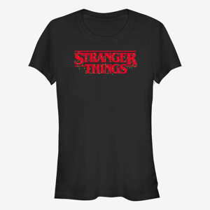 Queens Netflix Stranger Things - Christmas Lights Logo Women's T-Shirt Black