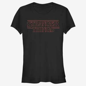 Queens Netflix Stranger Things - Stranger Red Outline Logo Women's T-Shirt Black