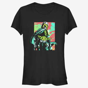 Queens Star Wars: The Mandalorian - Neon Mando Women's T-Shirt Black