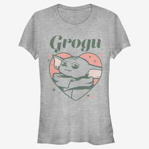 Queens Star Wars: The Mandalorian - GROGU HEART Women's T-Shirt Heather Grey