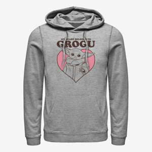 Queens Star Wars: The Mandalorian - MY HEART BELONGS TO GROGU Unisex Hoodie Heather Grey