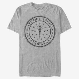 Queens Netflix Stranger Things - Hawkins City Seal Unisex T-Shirt Heather Grey