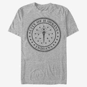 Queens Netflix Stranger Things - Hawkins City Seal Unisex T-Shirt Heather Grey