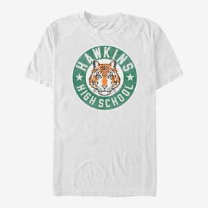 Queens Netflix Stranger Things - Hawkins High Tiger Emblem Unisex T-Shirt White