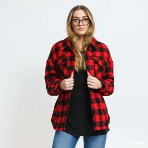 Urban Classics Ladies Flanell Padded Overshirt Black / Red