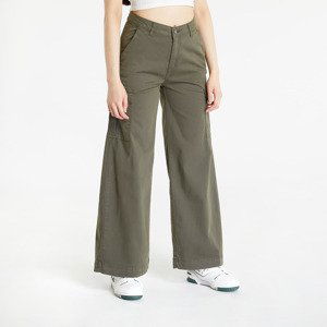 Urban Classics Ladies High Waist Wide Leg Twill Cargo Pants Olive