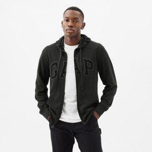 GAP French Terry Fullzip Logo Hoodie B85 Charcoal Heather Grey