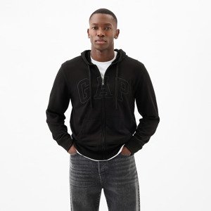 GAP French Terry Fullzip Logo Hoodie True Black