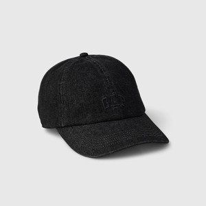 GAP Logo Baseball Hat Black Denim Destroy