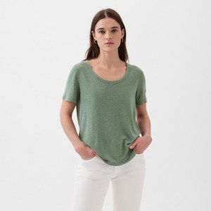 GAP Shortsleeve Linen Blend Scoop Tee Laurel Wreath Green 17-6