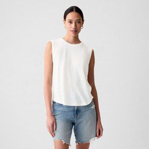 Top GAP Sleeveless Linen Blend Shell Top Optic White M