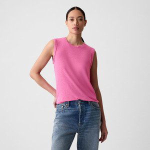 Top GAP Sleeveless Linen Blend Shell Top Standout Pink M