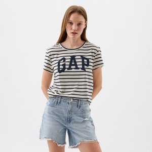 GAP Logo Slub Tee White Black Stripe