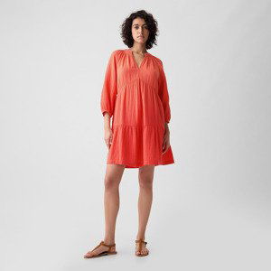 GAP Longsleeve Gauze Mini Dress Fire Coral