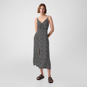 GAP Strappy Back Maxi Slip Dress Black Ditsy Floral