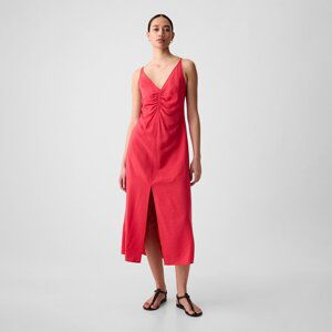 Šaty GAP Strappy Back Maxi Slip Dress Slipper Red S