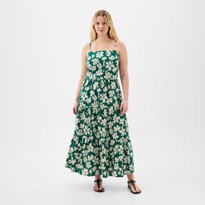 Šaty GAP Tiered Maxi Dress Green Floral XS