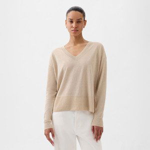 Mikina GAP Longsleeve Linen Split Hem Pullover Sweater Bedrock 291 S
