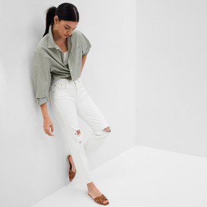 GAP Denim Pants Straight - High Rise White Destroy