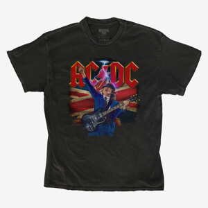 Queens Revival Tee - ACDC Logo Angus Young Union Flag Lightning Unisex T-Shirt Black